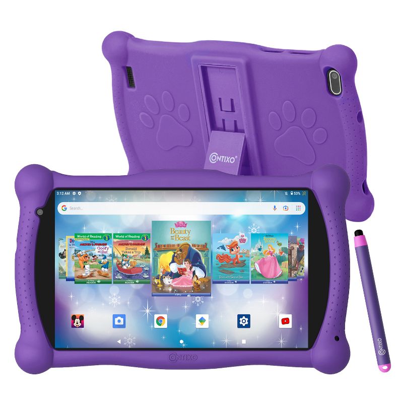 Contixo 7” Kids 32GB Tablet (2023 Model) 50 Disney E-Books HD 7”, Dual Camera, WI-FI + Child Proof Case with Kids Headphones and Tablet Bag, 2 of 12