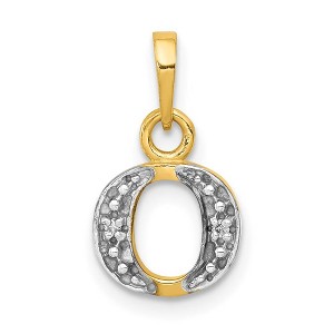Black Bow Jewelry The Chloe Mini Diamond Accent initial O Pendant in 14k Yellow Gold - 1 of 4