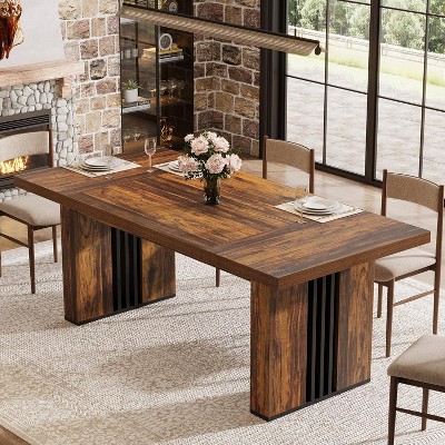 Tribesigns 70.86-Inch Dining Table for 6-8 People, Heavy Duty Wooden Kitchen Table Commercial Restaurant Furniture for Home Dining Room Cafe