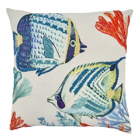 Saro Lifestyle Tropical Fish Decorative Pillow Cover, Multi, 20 : Target