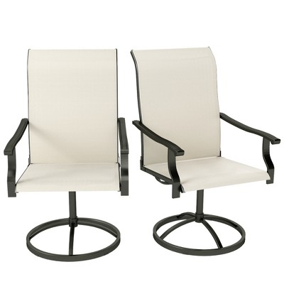 Patio Swivel Chairs Set of 2, High Back Patio Dining Chairs with All-Weather Mesh for Backyard, Lawn, Garden