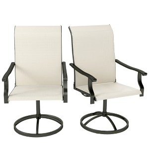 Patio Swivel Chairs Set of 2, High Back Patio Dining Chairs with All-Weather Mesh for Backyard, Lawn, Garden - 1 of 4