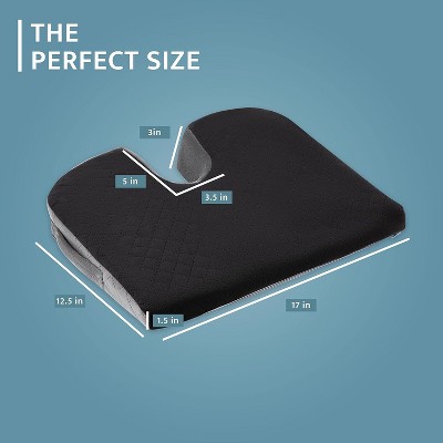 Black and Gray Memory Foam Wedge Seat Cushion for Tailbone Pain Relief