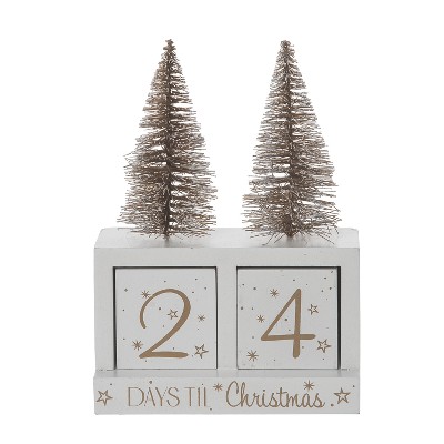 Transpac Wood 6.69 in. Off-White Christmas Glitz Countdown Set of 3