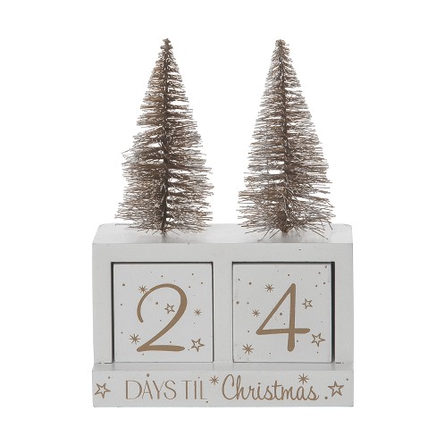 Transpac Wood 6.69 in. Off-White Christmas Glitz Countdown Set of 3 - image 1 of 4