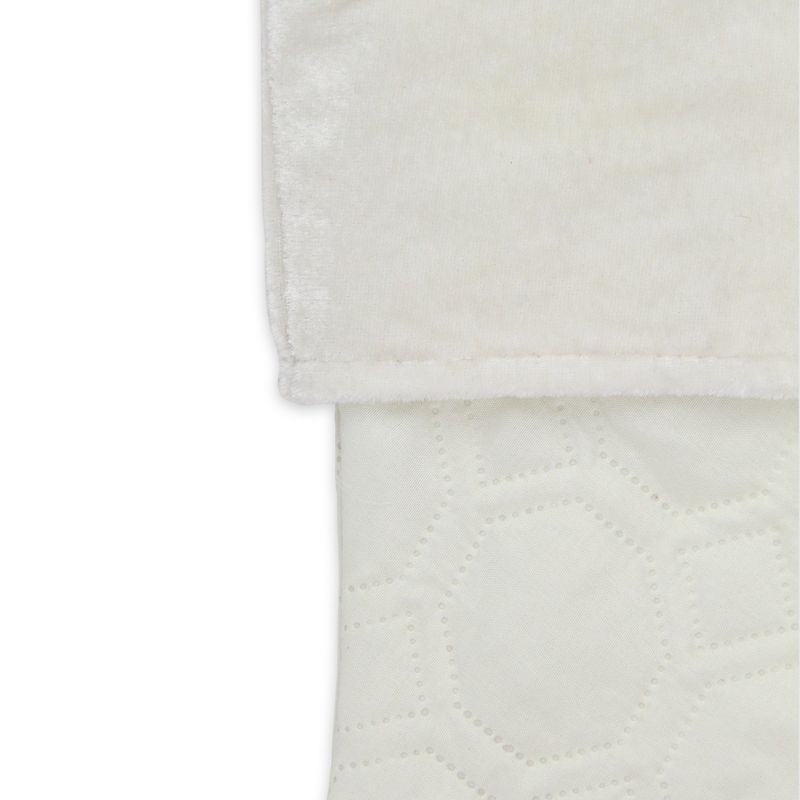 Northlight Quilted Christmas Stocking with Velvet Cuff - 19" - Cream and White, 3 of 4