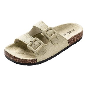 Roxoni Women Comfort Sandals Double Buckle Adjustable EVA Flat Slides Footbed Suede - 1 of 4