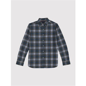 Tommy Hilfiger Mens Brushed Plaid Button Up Shirt, Green, Large - 1 of 1