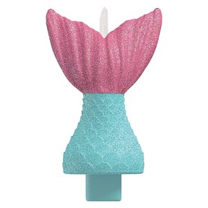 3" x 5" Shimmering Glitter Mermaid Tail Birthday Candle - 1 of 1