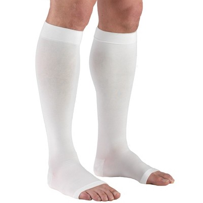 Truform 30-40 mmHg Compression Stockings for Men and Women, Knee High Length, Open Toe Beige Medium