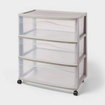 3 Drawer Wide Cart Tower Gray - Brightroom™