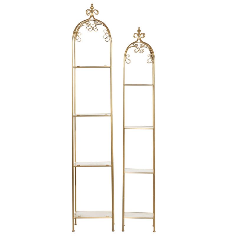 Set of 2 Contemporary Metal Shelving Unit Gold - Olivia &#38; May, 1 of 11