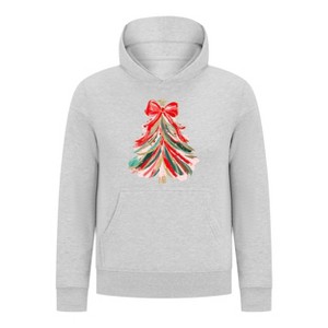 Everyday Kids Christmas Collection Red & Gold Painted Tree Girls Pullover Hoodie – Holiday Sweatshirt - 1 of 4