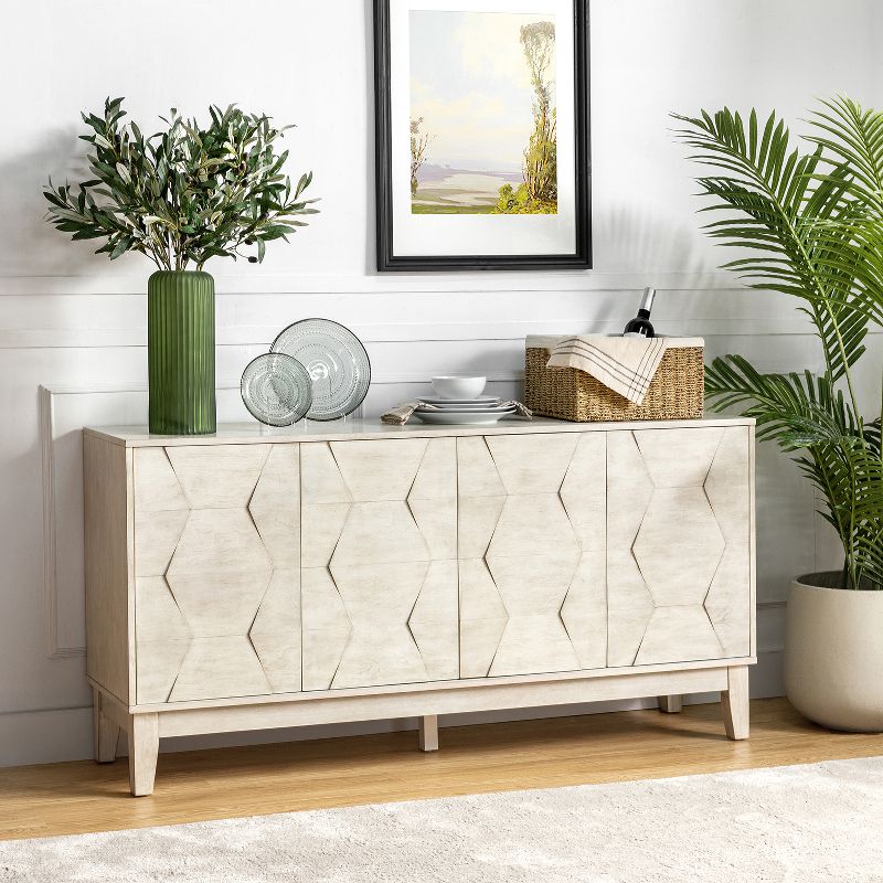 Kamis 60" Farmhouse Storage Sideboard Cabinet with Solid Wood Legs| KARAT HOME, 1 of 15