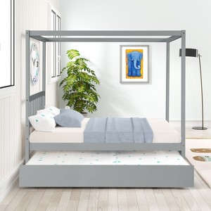 VYNXARIA Full Size Canopy Bed with Twin Trundle - 1 of 4