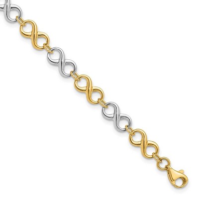 Black Bow Jewelry 14k Two Tone Gold, 5mm Figure-8 Chain Link Bracelet, 7.25 Inch