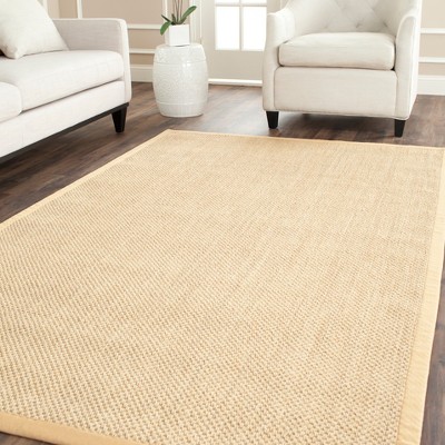 Beige Handmade Wool and Cotton Non-slip Area Rug