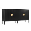 63"W Exquisite Vertical-Striped Sideboard with Metal Legs and Semi-Circular Handles, 4-Door Storage Cabinet with Adjustable Shelves -ModernLuxe - 4 of 4