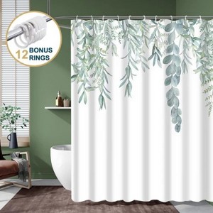 LunaLulinlk Green Shower Curtain with Hooks – Heavy-Duty Mold/Mildew-Resistant - 1 of 4