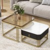 NicBex Set of 2 Tempered Glass Coffee Table Center Nesting Tables with Drawers for Living Room - 2 of 4