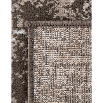 Taupe and Greige Floral Motif Low Pile Area Rug