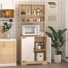 Tiramisubest Wooden Pantry Kitchen Storage Cabinet Microwave Cabinet with Storage Adjustable Shelf Louvered Doors Kitchen Furniture-3 Size - 2 of 4
