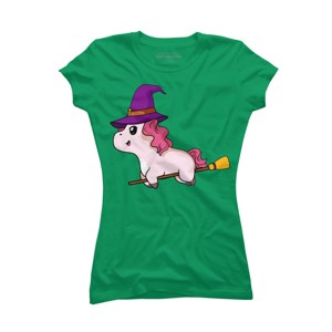 Junior's Design By Humans Witch Unicorn Halloween T Shirt By thebeardstudio T-Shirt - 1 of 3