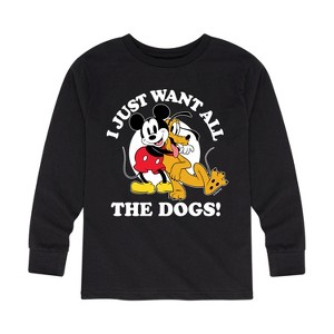 Boys' - Disney - Mickey Pluto Just Want All Dogs Long Sleeve Graphic T-Shirt - 1 of 4