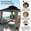 Mondawe 10x12Ft. Outdoor Solid Wood Frame Patio Gazebo Galvanized Steel Hardtop with Curtain - 4 of 4