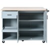 NicBex Kitchen Island on Wheels with Foldable Counter Top, Rotatable Partition, a Drawer, 2 Shelves, Storage Cabinets - 2 of 4