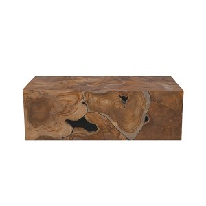 Storied Home Wood Coffee Table Natural: Teak Rectangular, No Assembly, 47.2" Length, 15.7" Height - 1 of 4
