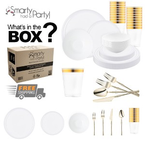 Smarty Had A Party White Flat Round Disposable Plastic Tableware Set (120 Settings) - 1 of 4