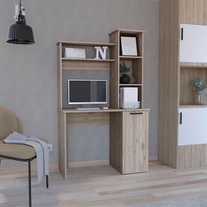 NicBex Home Office Desk 38.7" W Modern Writing Desk with 3-Layer Open Storage Bookshelves, Cabinet and Wooden Frame for Office, Study - 1 of 4