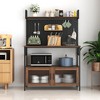 Angel Sar Kitchen Bakers Rack with Glass Doors, Microwave Stand with 2 Pegboards, Adjustable Storage Shelf for Small Spaces, Industrial Organizer Cart - 2 of 4