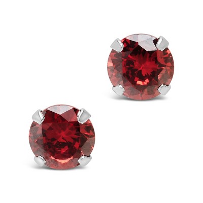 SHINE by Sterling Forever Sterling Silver 7mm Rainbow CZ Studs