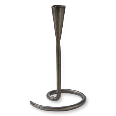 TAG Loop Grey Metal Taper Candle Holder Small, 5.5L x 5.0W x 9.0H inches