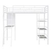 TIRAMISUBEST Twin Size Loft Bed with 3 Layers of Shelves and Bulit-in Desk, Stylish Metal Loft Bedframe with Whiteboard and Ladder - 2 of 4