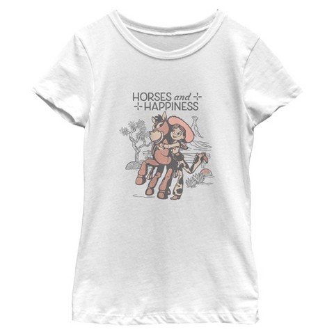 Toy Story Girls Toy Story 5 Horses And Happiness T Shirt - White - Medium