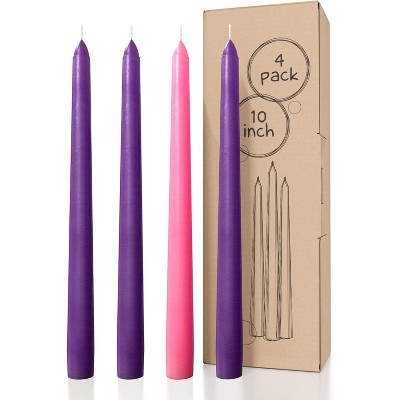10 inch Taper Candles Set of 4 - Dripless Taper Candles and Unscented Candlesticks - Perfect as Dinner Candles and Household Candles