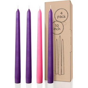 10 inch Taper Candles Set of 4 - Dripless Taper Candles and Unscented Candlesticks - Perfect as Dinner Candles and Household Candles - 1 of 4