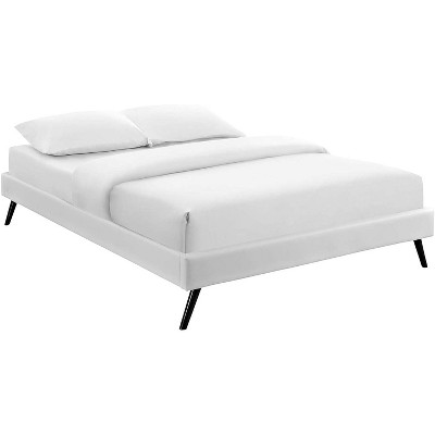 Modway Loryn Full Vinyl Bed Frame with Round Splayed Legs - White