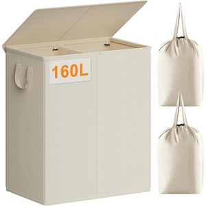 140L Laundry Hamper 2 Section, Double Laundry Basket with Lid, Large Dirty Clothes Hamper with Removable Liner Bags - 1 of 4