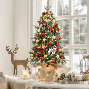 3/4.5Ft Artificial Christmas Tree With Warm White LED Lights，Fiber Optic-Like Flocked Tree  for Home, Shops, Party and Holiday Christmas Decoration - 1 of 4