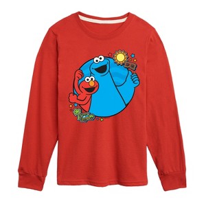 Boys' - Sesame Street - Cookie Monster and Elmo Travel Long Sleeve Graphic T-Shirt - 1 of 3