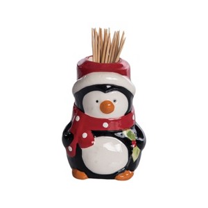 Transpac Ceramic Penguin Toothpick Holder Fun Kitchen Accessory Multicolor Decorative Gift for Christmas and Hostess - 1 of 1
