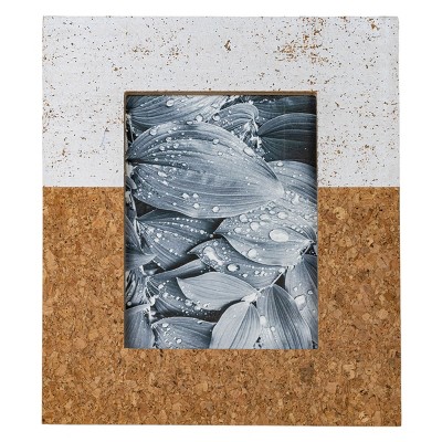 Color Block 5X7 Photo Frame White MDF, Cork & Glass - Foreside Home & Garden