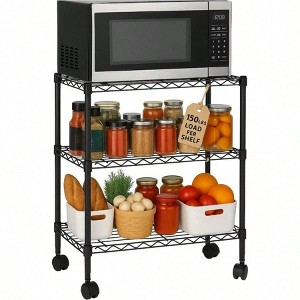 3 Tier Wire Shelving Unit Storage Rack Metal Heavy Duty Utility Garage Laundry Durable Black Shelves 14x24x30 Inch - 1 of 4