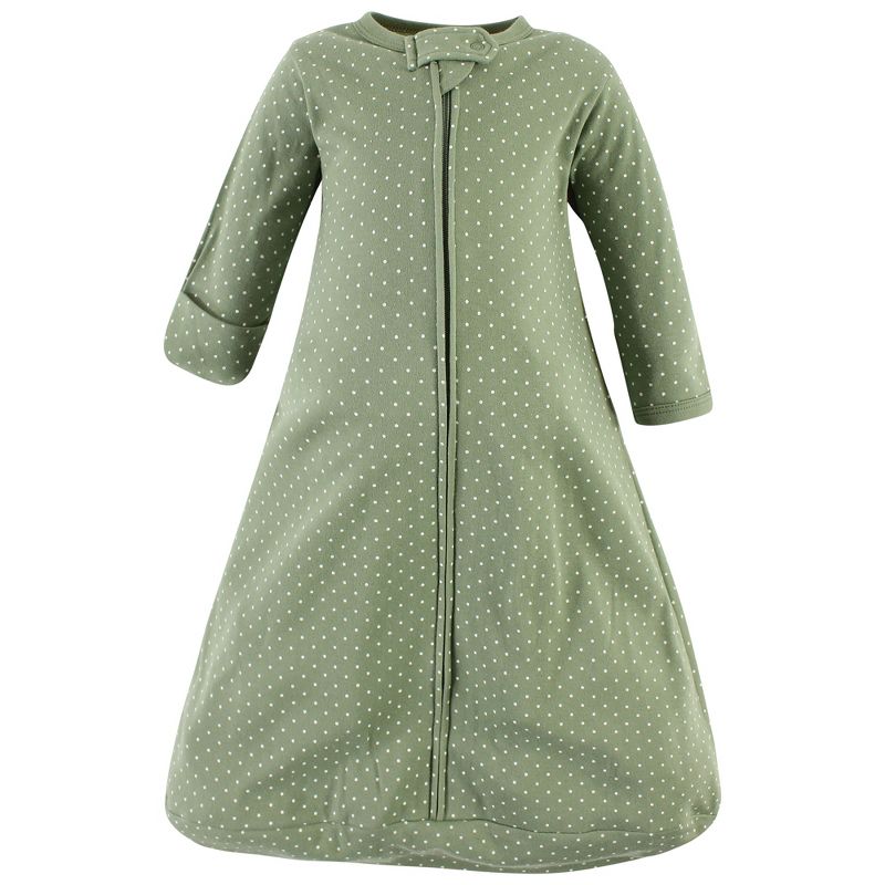 Hudson Baby Infant Girl Cotton Long-Sleeve Wearable Sleeping Bag, Sack, Blanket, Sage Floral Long Sleeve, 4 of 5