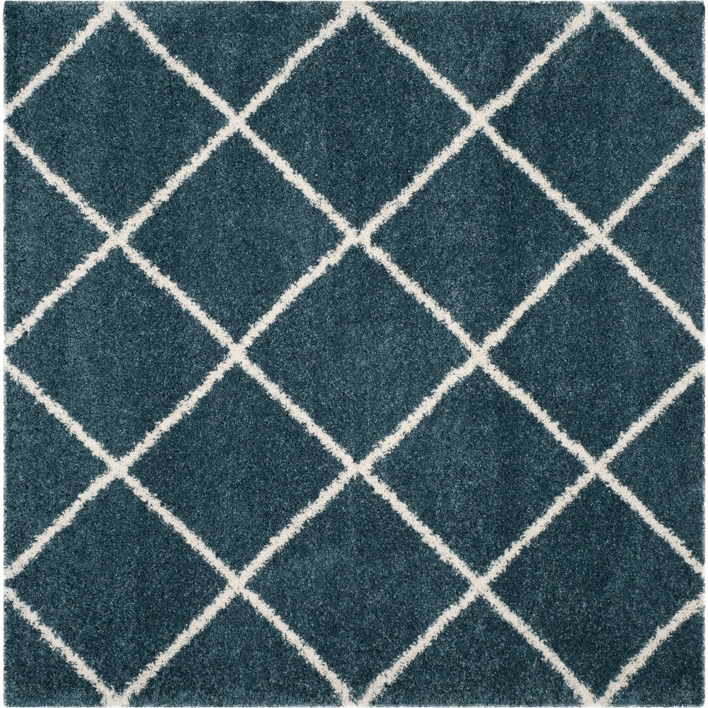 7'X7' Hudson Shag Square Area Rug Slate Blue/Ivory - Safavieh