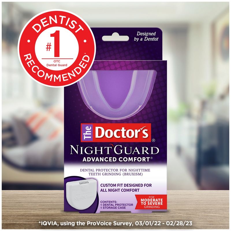 The Doctors Advanced Comfort Night Guard for Nighttime Teeth Grinding - 1ct Guard with Storage Case, 5 of 12